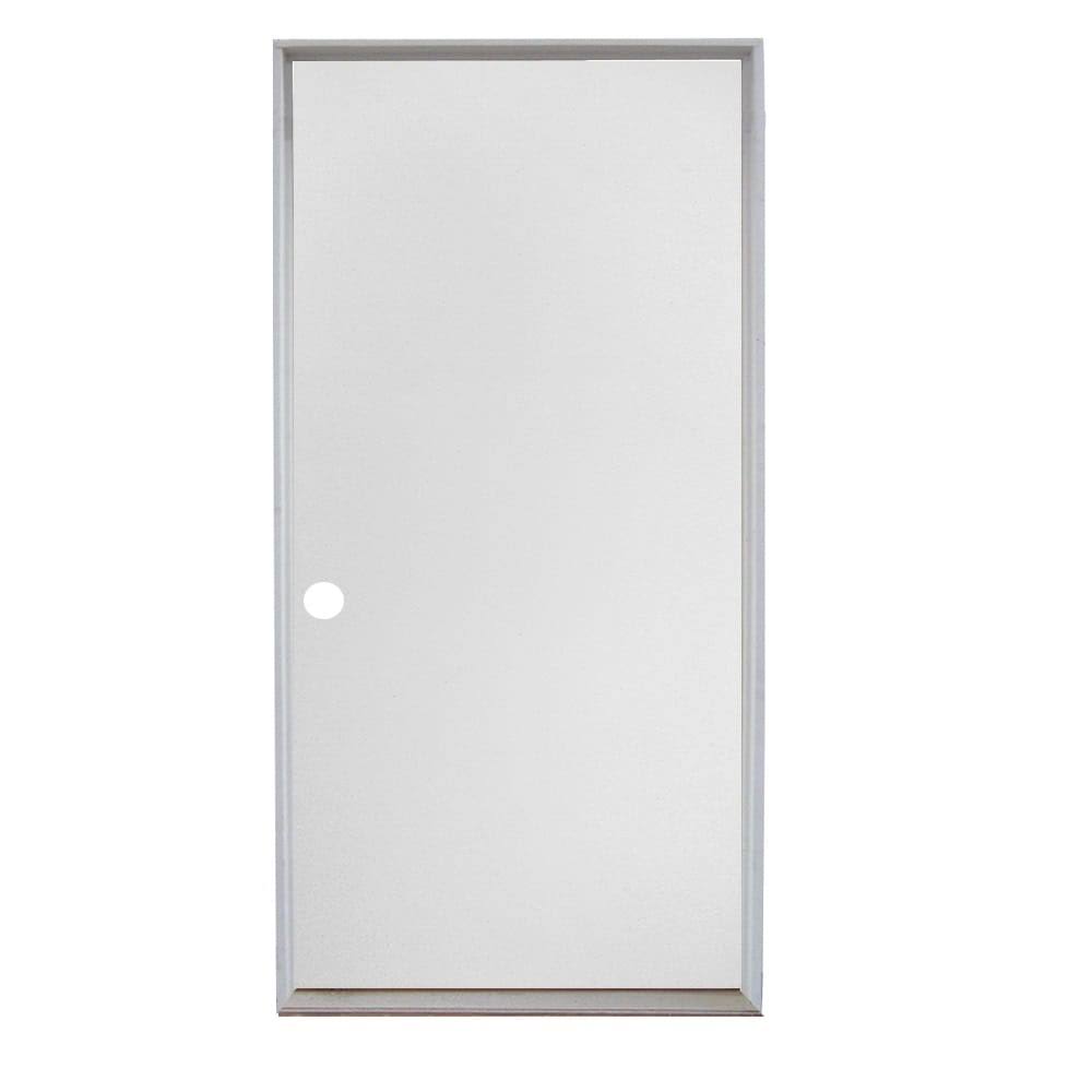 36-In X 80-In Steel Right-Hand Inswing Primed Prehung Single Front Door With Brickmould Insulating Core Lo14622