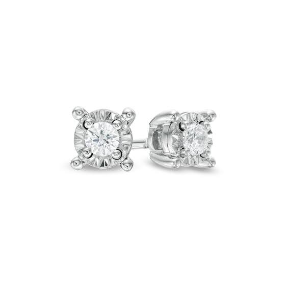 T.W. Diamond Solitaire Stud Earrings In Sterling