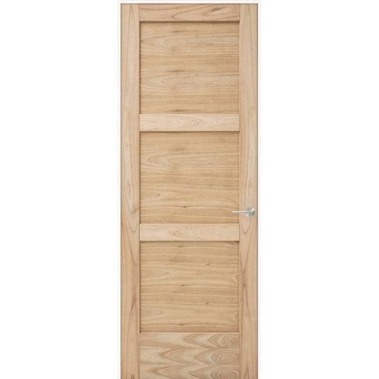 3-Panel Knotty White Cedar Prehung Interior Door With Handleset & Installation Kit