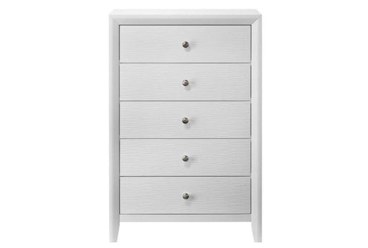 White 5-Drawer Chest Casual Mdf 31.5w X 16.42d 47.36h At Living Spaces