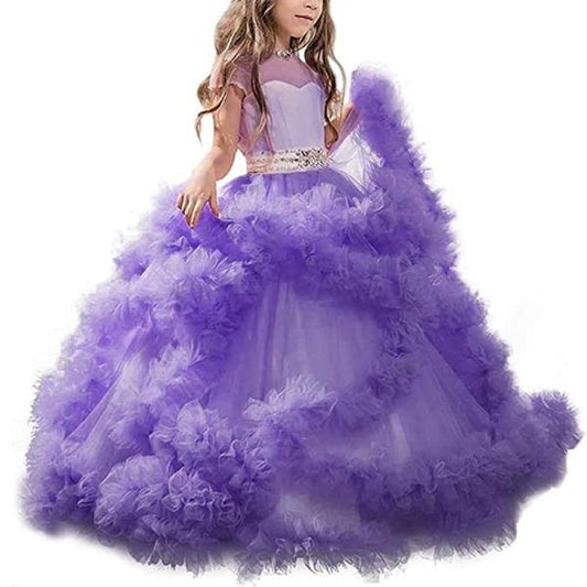 V-Back Luxury Pageant Tulle Ball Gowns For Girls 2月12日 Year Old