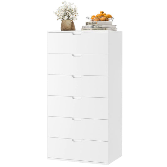 White Dresser, Tall White Dresser With 6 Drawers, Modern Wood Chest Of Drawers 6 Drawer Dresser With Large Capacity, 15.7 X 23.6 X 47