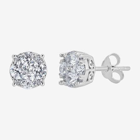 1 Ct. T.W. Genuine White Diamond Sterling Silver 7.1mm Stud Earrings