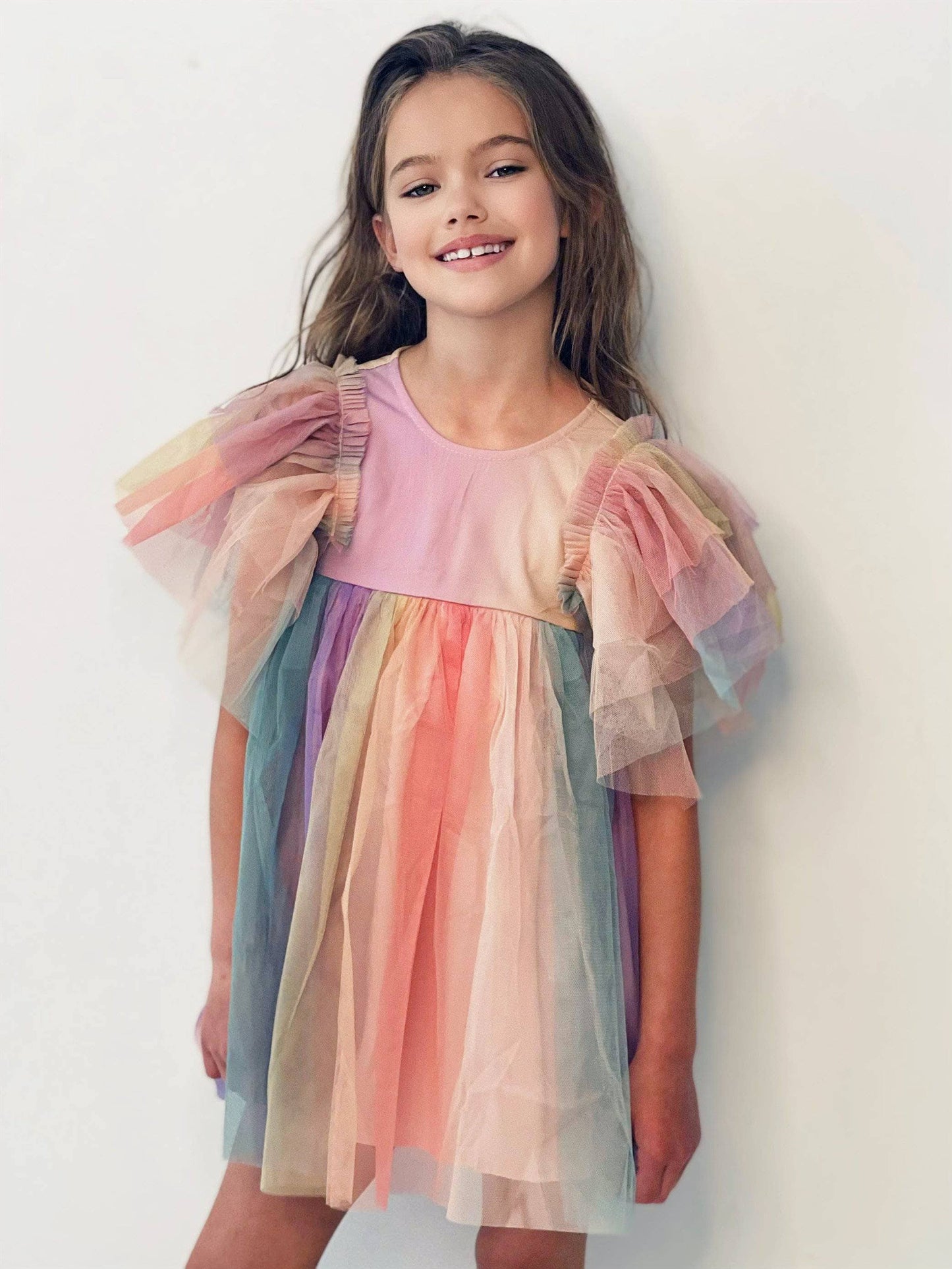 Sunset Rainbow Tulle Dress