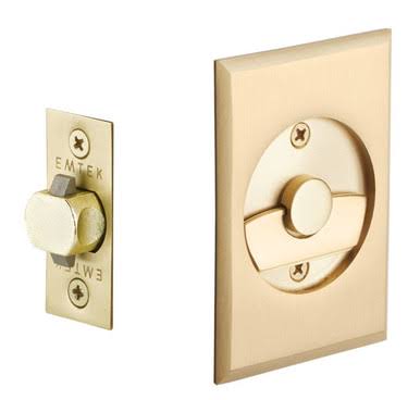 2015us4 Rectangular Tubular Privacy Pocket Door Lock Satin Brass