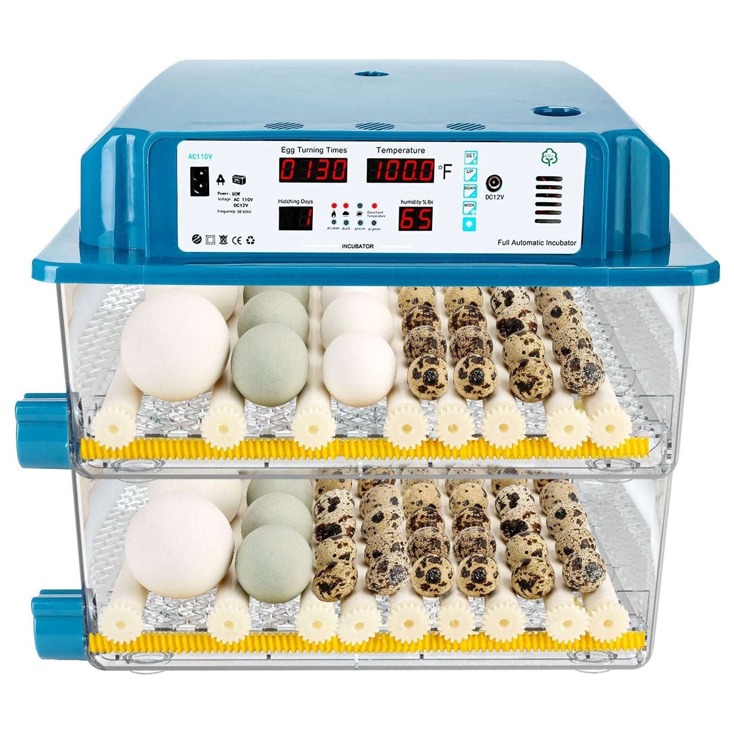 120 Egg Incubators For Hatching Eggs Automatic Temperature Control Chicken Quail Eggs Incubator Humidity Monitoring For Farm Egg Incubation