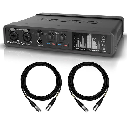 Ultralite-Mk5 Desktop 18x22 Usb Type-C Audio/Midi Interface Bundle With Iogear Usb Type-C To Usb Type-C Cable And 20 Xlr-Xlr Cable