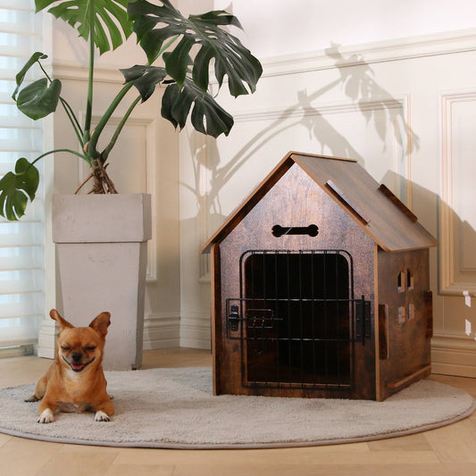 Wooden Pet House Indoor W/ Roof Dog House W/ Removable Mat And Lockable Door For Small Dog Cat Tucker Murphy Pet Finish