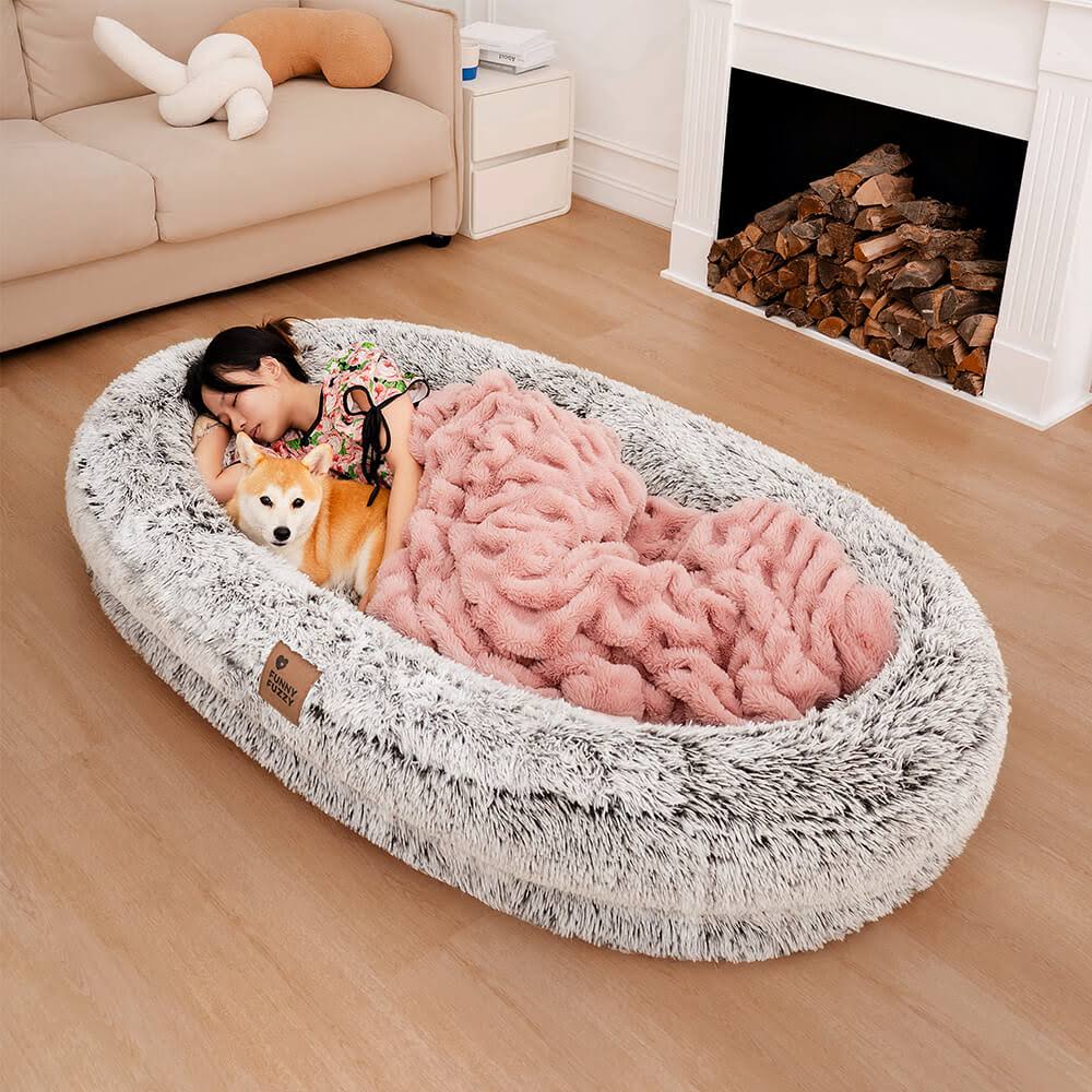 Super Large Sleep Deeper Human Dog Bed, Grey