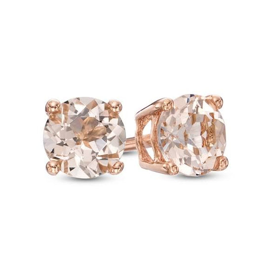 5.0mm Morganite Stud Earrings In 10k