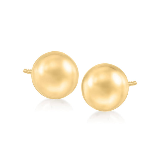 14kt Yellow Gold Ball Stud Earrings Womens