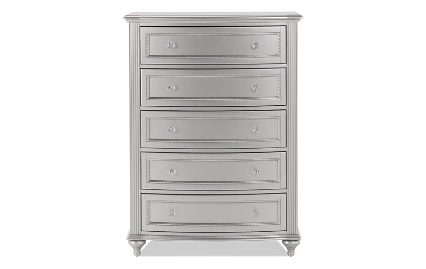 5 Drawer Chest In White Glam Chests Pine Solids/Poplar Solids By Bobs Discount Furniture