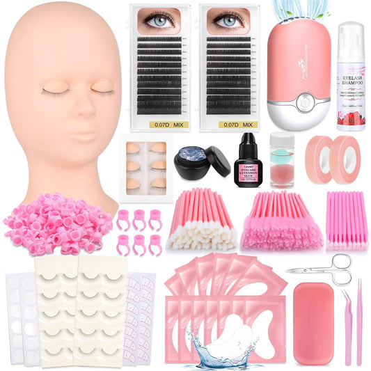 Training Kit For Eyelash Extension, 232 Pcs Individual Lash Kit For Beginner Practice With Everything: Mannequin Head With Removable Eyelids