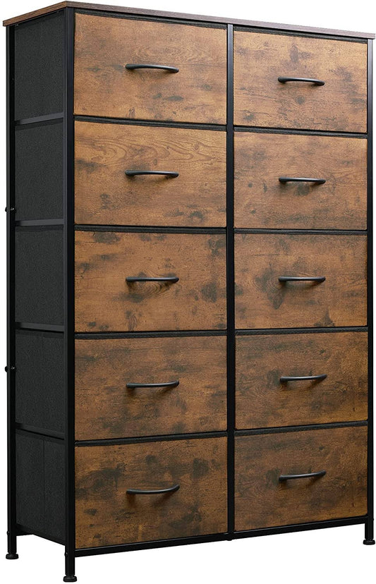 10-Drawer Dresser Fabric Storage Tower For Bedroom Nursery