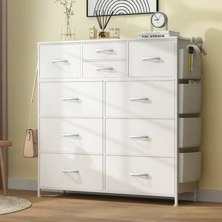 10 Drawer Dresser, Chest Of Drawers For Bedroom With Side Pockets And Hooks