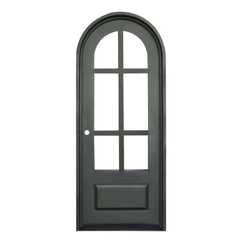 Wrought Iron French Doors - Single Round - Dual Pane Glass - 37.5 X 81.5- By Exclusive Iron Doors