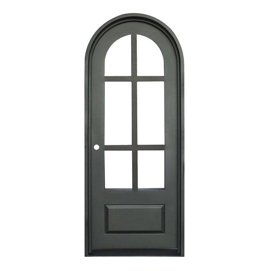 Wrought Iron French Doors - Single Round - Dual Pane Glass - 37.5 X 81.5- By Exclusive Iron Doors