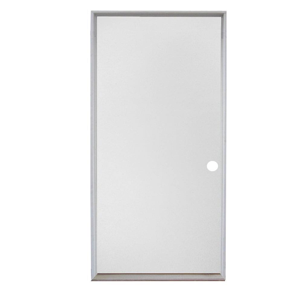 36-In X 80-In Steel Left-Hand Inswing Primed Prehung Single Front Door With Brickmould Insulating Core Lo14623