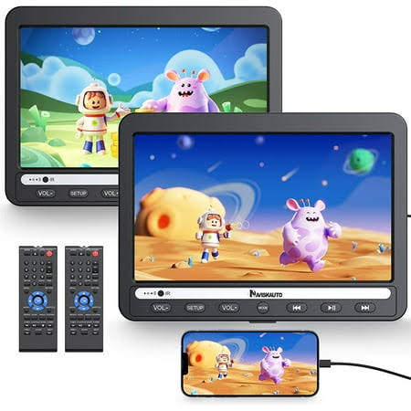 10.1 Inch Dual Screen Portable Dvd Player For Car With Built-In Rechargeable Battery