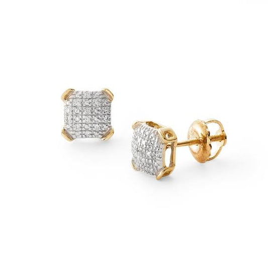 1/20 Ct. T.W. Composite Diamond Cushion Stud Earrings In 10k Gold