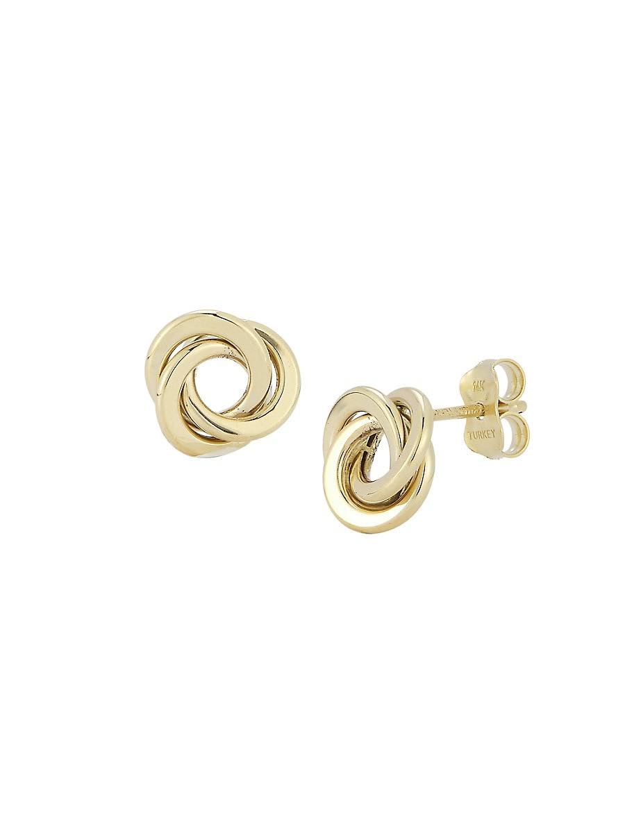 Womens 14k Yellow Gold Love Knot Stud Earrings