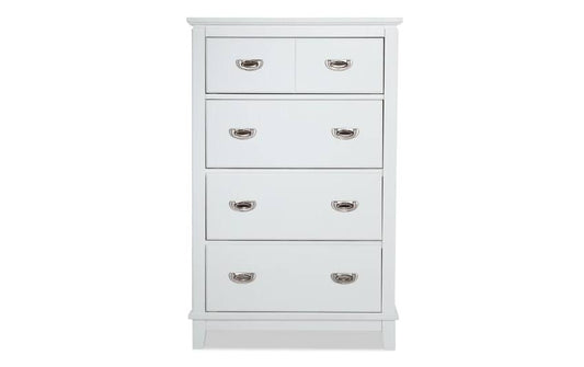 4 Drawer Chest In White Transitional Chests & Dressers Mdf/Poplar Solids/Veneers By Bobs Discount Furniture