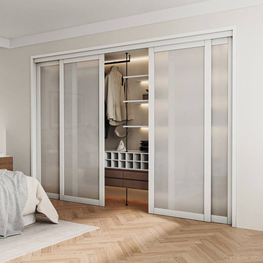 1-Lite Frosted Tempered Glass Double Sliding Closet Door With Hardware Kit Ark Design Size: 120 X 77.8