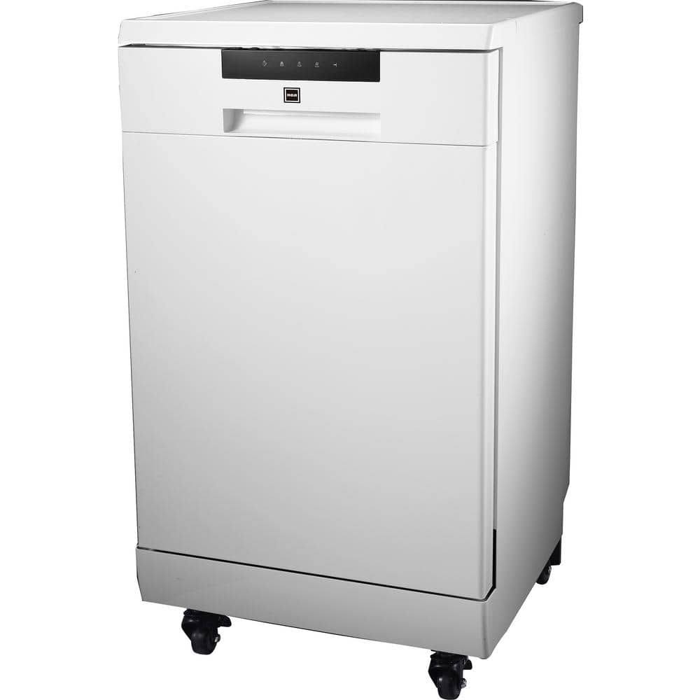 18 In. White Electronic Portable 120-Volt Dishwasher With 3-Cycles With 8 Place Settings Capacity