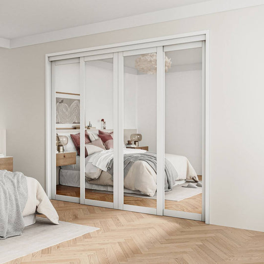 1-Lite Mirrored Glass Double Sliding Closet Door With Hardware Kit Ark Design Size: 96 X 77.8