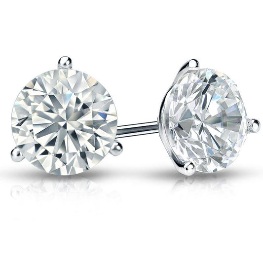 14k Gold Round Diamond Stud Earrings Tw