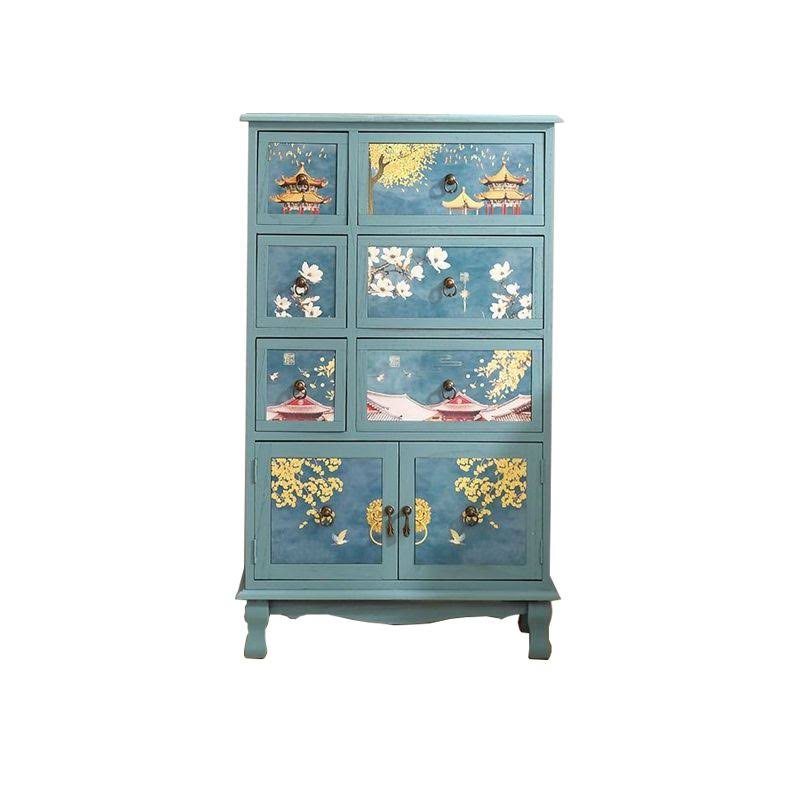 Style Storage Chest Vertical Wood Dresser With Drawers - Aqua 6