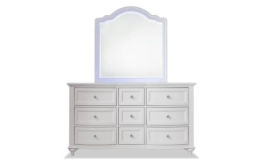 White 9 Drawer Dresser & Mirror Transitional Dresser With Mirror Poplar Solids/Pine Solids By Bobs Discount Furniture