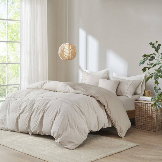 5 Pc Cotton Oversized Comforter Cover Set W/Removable Insert