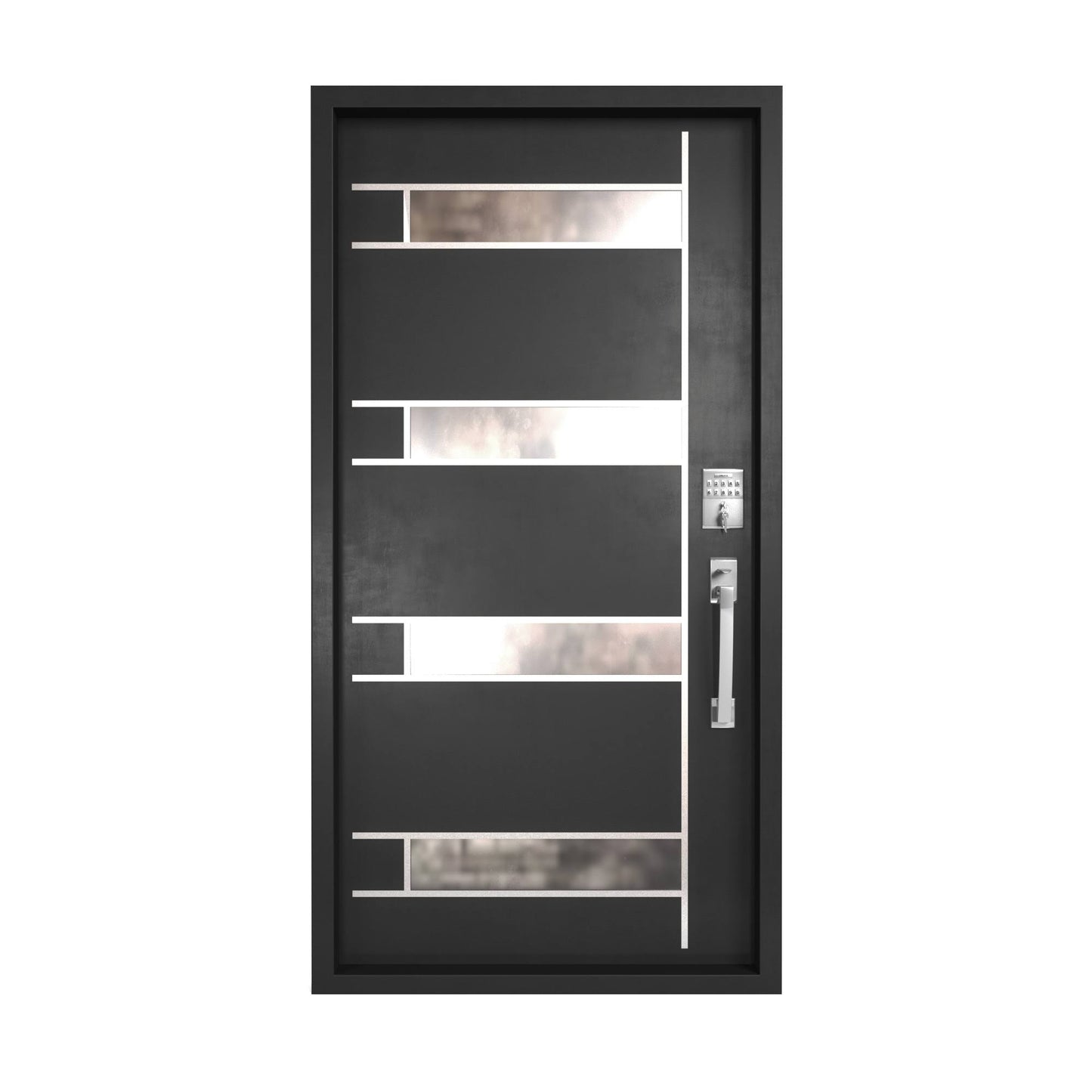 Wrought Iron Door - 42 X 81 All Square With Bronze Reflective Over Sandblast Glass, Medium Copper Finish - Millionaire 42x81