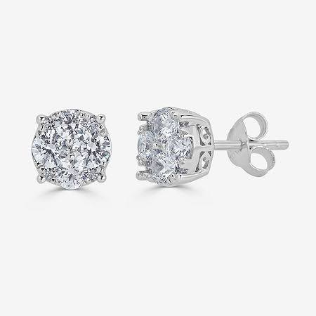 1/2 Ct. T.W. Genuine White Diamond Sterling Silver 5.5mm Stud Earrings