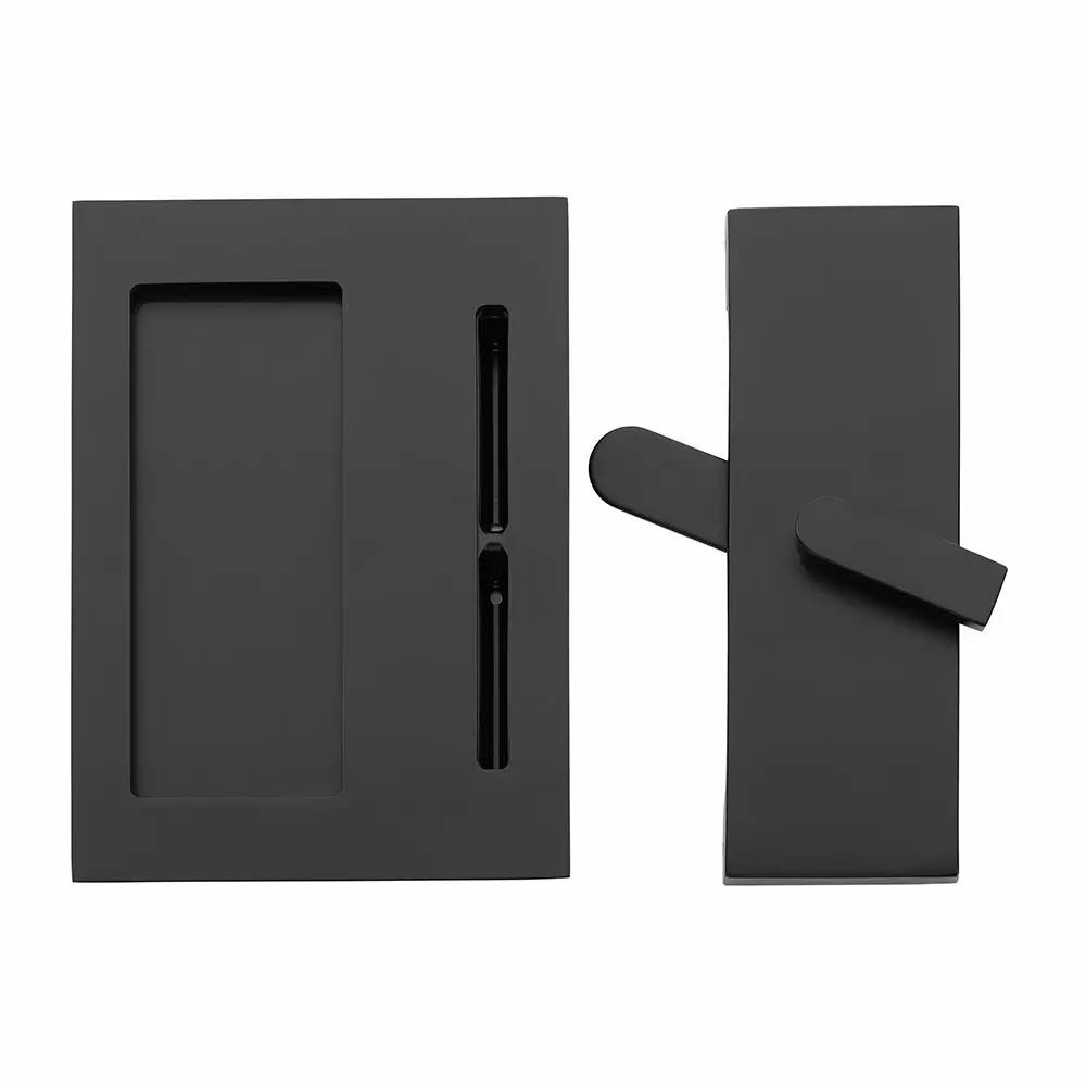 222202us19 Modern Rectangular Barn Door Privacy Lock And Flush Pull With Integrated Strike Flat Black