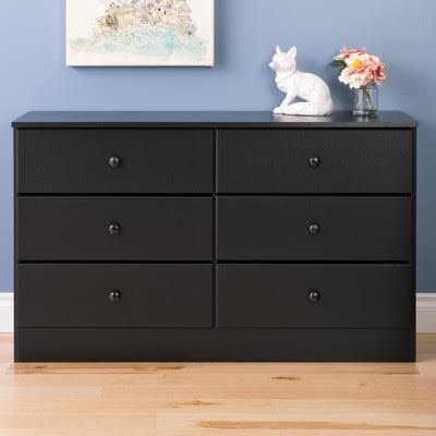 6 Drawer Double Dresser Viv + Rae Color: Black