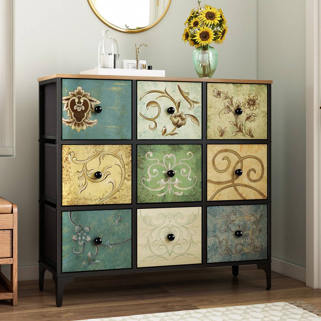 With 9 Drawers Tall Storage Dresser For Bedroom Modern Chest Of Drawers For Closet