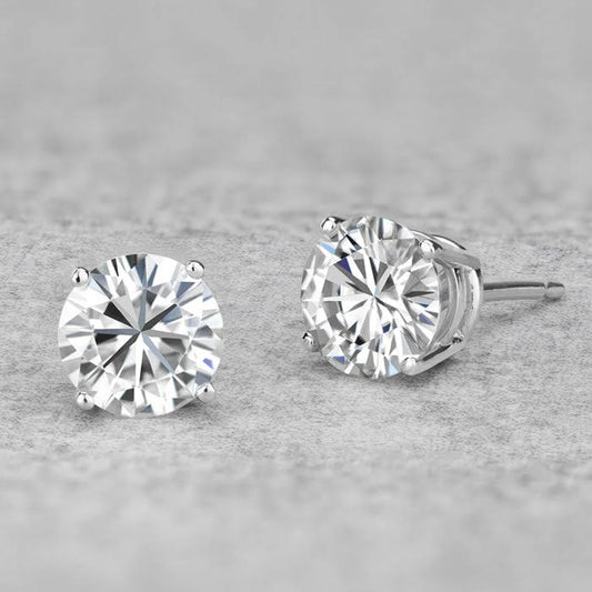 1.60 Ctw Dew Round Moissanite Solitaire Stud Earrings