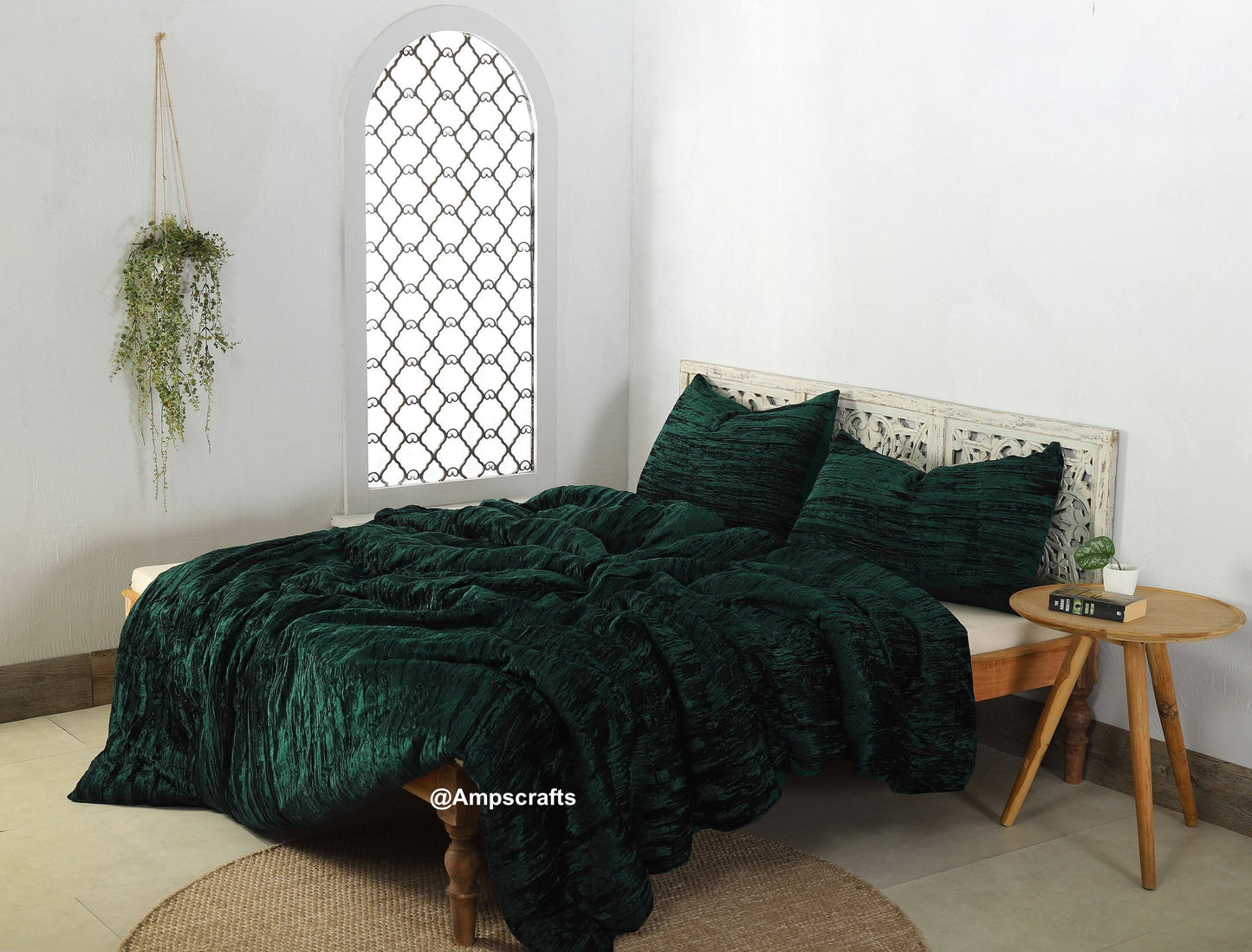 Velvet Duvet, 3 Pcs Set Dark Green Velvet Bedding, Donna Cover Quilt Cover Boho Comforter Cover King Size Duvet Cover Full Bedding