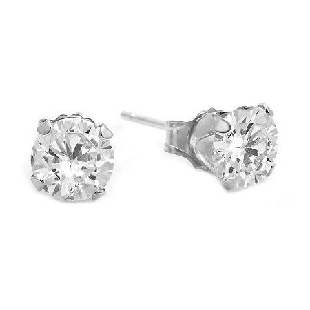 White Sapphire 10k White Gold Stud Earrings