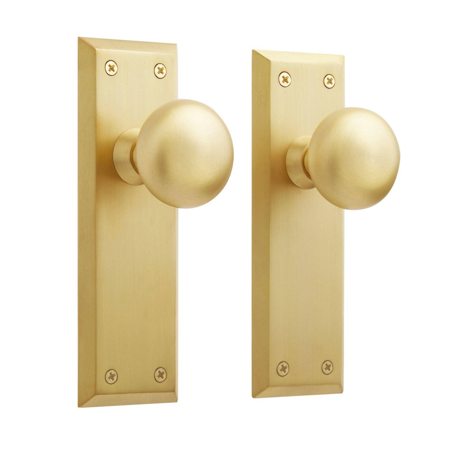 480925 Hubbard Solid Brass Passage Door Knob Set With Adjustable 2-3/8 Or 2-3/4 Backset