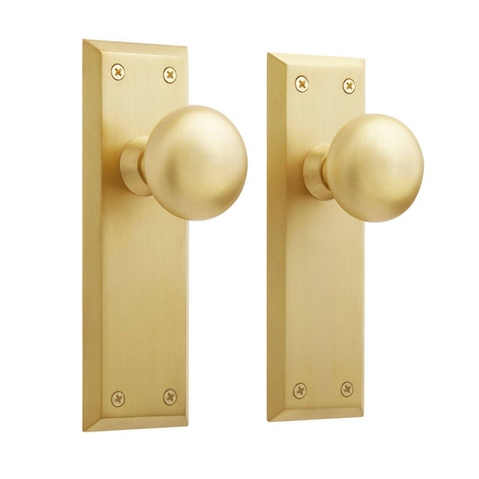 480925 Hubbard Solid Brass Passage Door Knob Set With Adjustable 2-3/8 Or 2-3/4 Backset